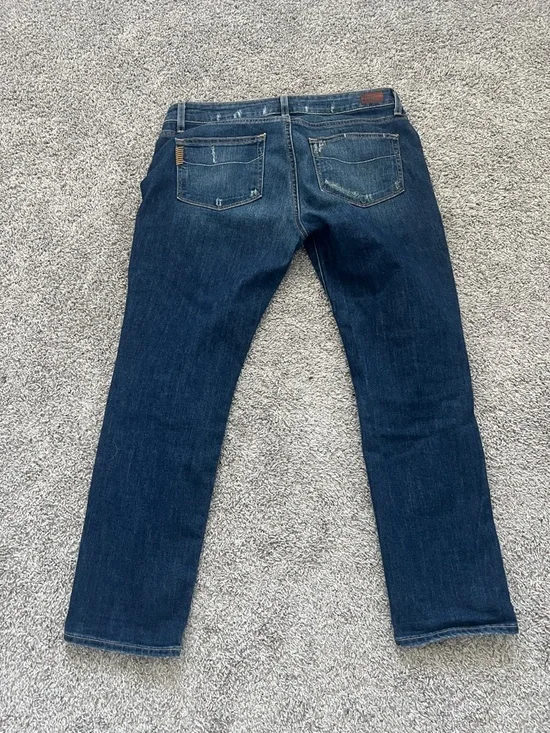 Paige Jimmy Jimmy Distressed Medium Blue Crop Stretch Denim Jeans - Size 28 - Picture 3 of 13
